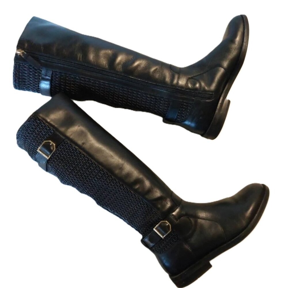 Cole Haan Chesley W23008 Black Leather Knee High Riding Boots Size 7.5B